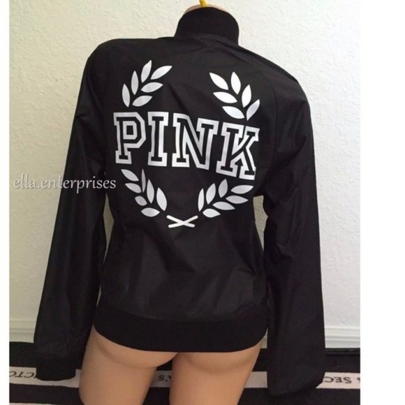 VS Pink Black White Crest Logo Zip Bomber Jacket - Picture 1 of 8